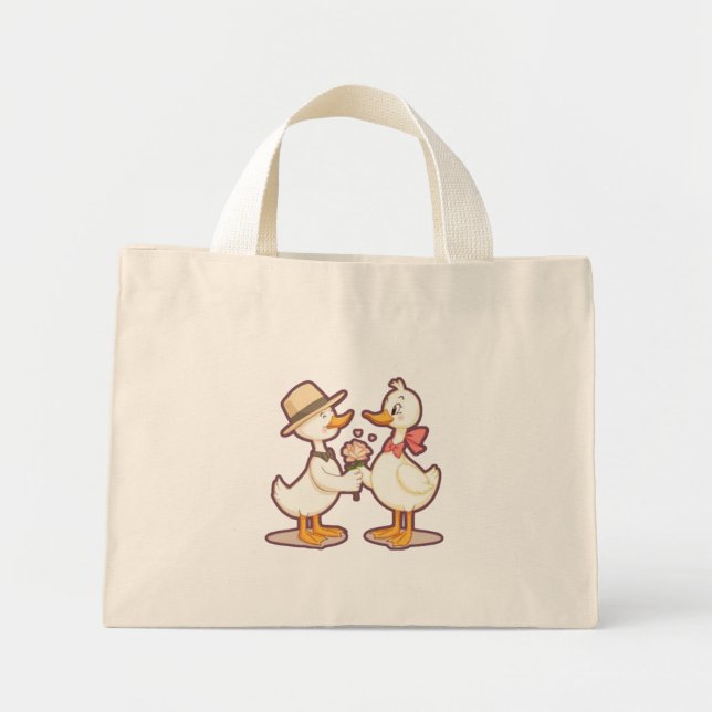 Niedlich Duck Couple Mini Stoffbeutel (Vorne)