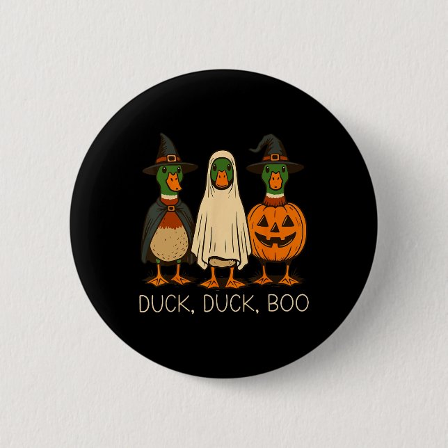Niedlich Duck Duck Boo Funny Spooky Gänsehaut Hall Button (Vorderseite)