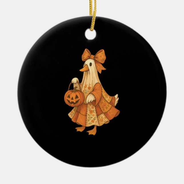 Niedlich Duck Patchwork Halloween-Party Keramik Ornament (Vorne)