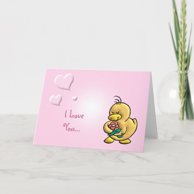 Niedlich Duck Valentine Feiertagskarte (Vorderseite)