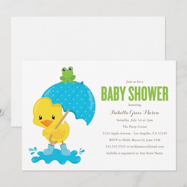 Niedlich Duckie Baby Dusche Einladung (Vorne/Hinten)