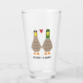 Niedlich Ducks Couple Holdindg Hands Personalisier Glas