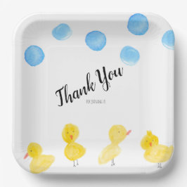 Niedlich Ducks Hand Watercolor Babydusche Danke   Pappteller