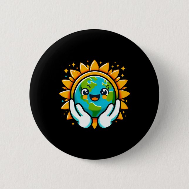 Niedlich Earth Day Kindermädchen Kinder Kinder glü Button (Vorderseite)