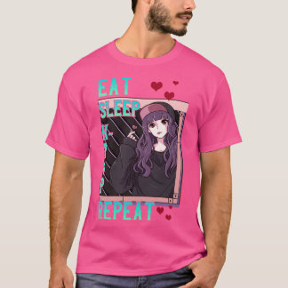 Niedlich Eat Sleep KRepeat Korean Music Kpop Girl T-Shirt