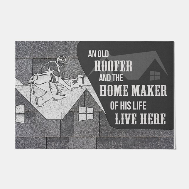 Niedlich ein alter Roofer und der Zuhause-Maker Fußmatte (Vorderseite)
