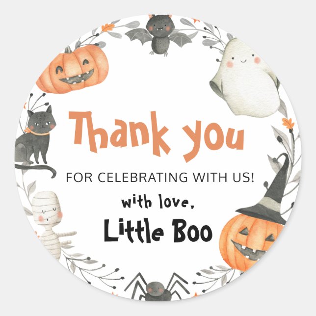 Niedlich ein kleines Boo Halloween Kinderdusche Runder Aufkleber (Vorderseite)