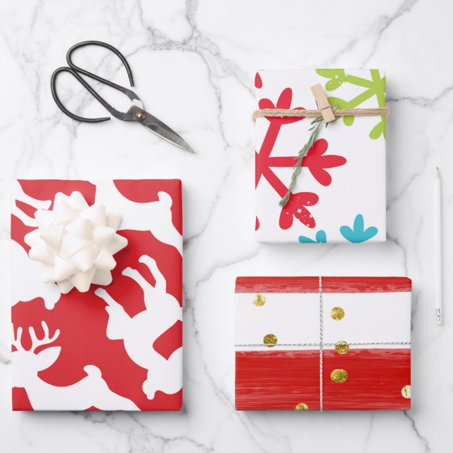 Niedlich Einfache moderne Wasserfarben Weihnachtsg Geschenkpapier Set (Vorderseite)