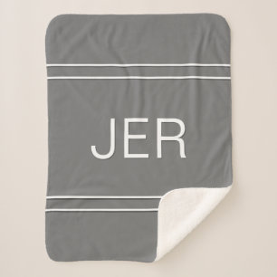 Niedlich-Einfache Monogram Minimal Trendy Gray Sherpadecke