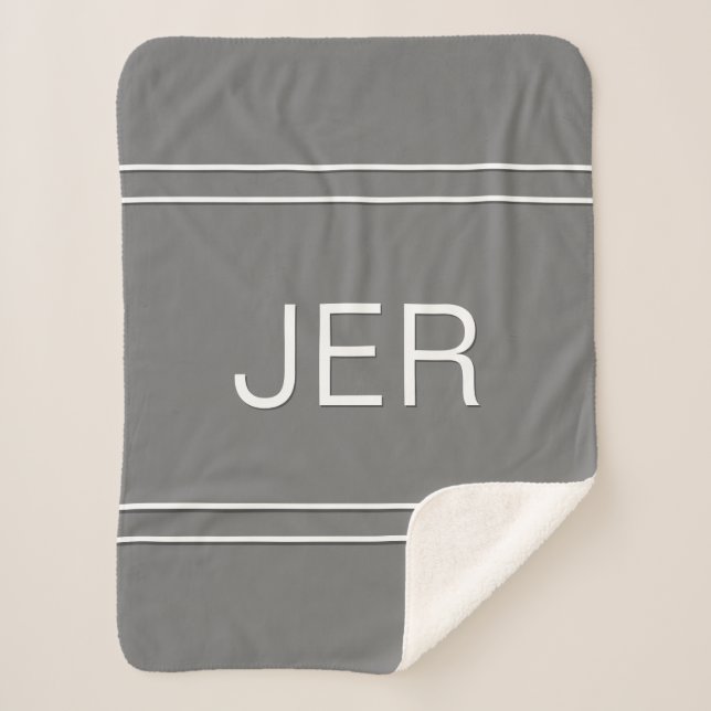 Niedlich-Einfache Monogram Minimal Trendy Gray Sherpadecke (Vorderseite)
