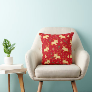 Niedlich Einfache Weihnachten Cartoon Rentierfleck Kissen