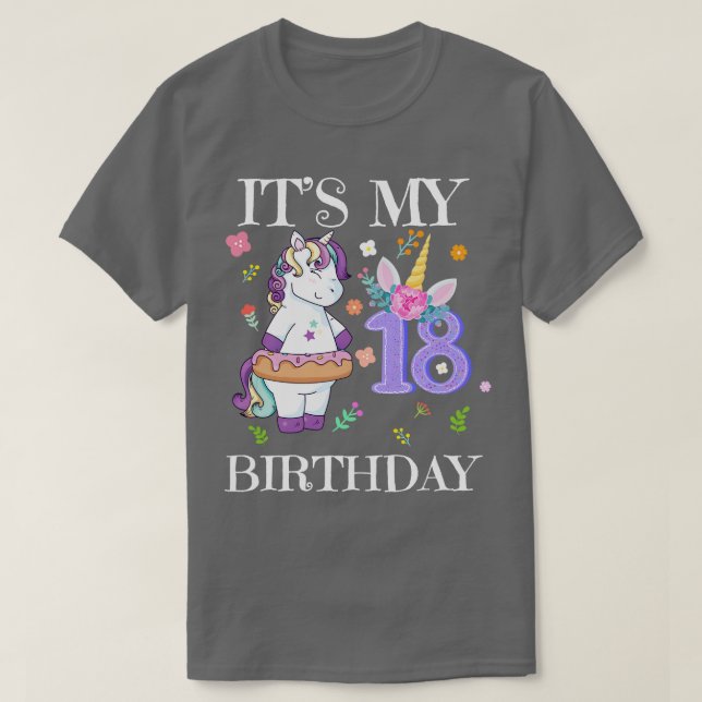 Niedlich Einhorn am 18. Geburtstag T-Shirt (Design vorne)