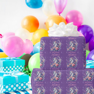 Niedlich Einhorn Rosa Lila Glitzer Girls Geburtsta Geschenkpapier