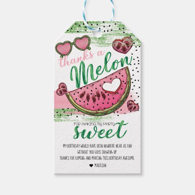 Niedlich eins in einem Melon-Party Personalisiert  Geschenkanhänger (Vorderseite)
