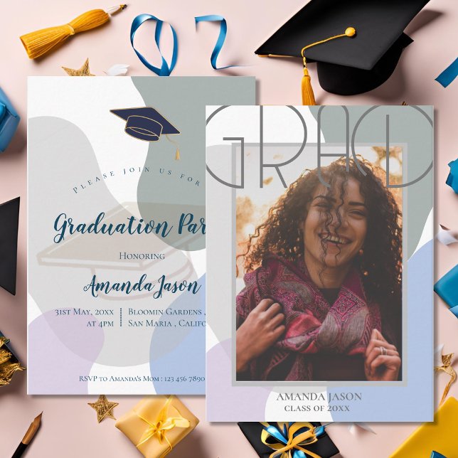 Niedlich Elegant 2025 Grad Foto Graduation Party Einladung (Cute Elegant 2025 Grad Photo Graduation Party Invitation)