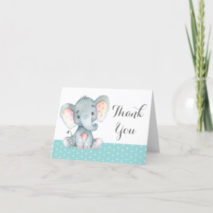 Niedlich Elephant Baby Aqua Aquamarin Türkis und G Dankeskarte