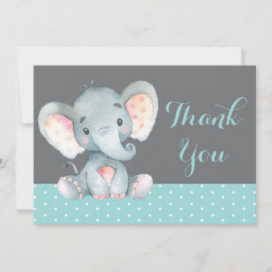 Niedlich Elephant Baby Aqua Aquamarin Türkis und G Dankeskarte