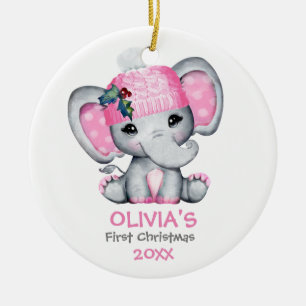 Niedlich Elephant Baby Baby Baby's First Christmas Keramik Ornament