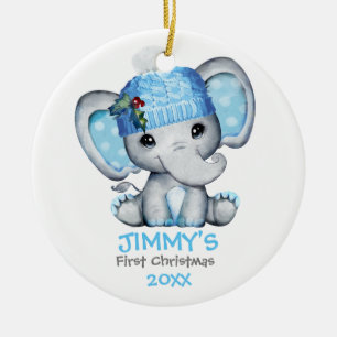 Niedlich Elephant Baby Baby Baby's First Christmas Keramik Ornament
