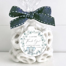 Niedlich Elephant Baby Boy Dusche Vielen Dank Runder Aufkleber