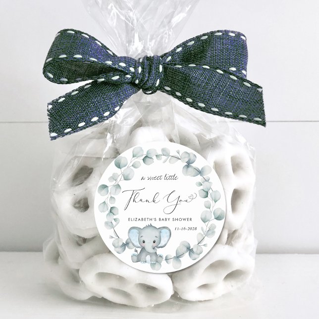 Niedlich Elephant Baby Boy Dusche Vielen Dank Runder Aufkleber (Von Creator hochgeladen)