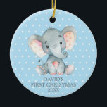 Niedlich Elephant Baby Boy First Christmas Blue Keramik Ornament<br><div class="desc">Niedlich Elephant Baby Boy First Christmas Blue Keramik Ornament</div>