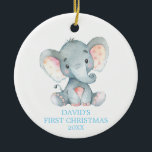 Niedlich Elephant Baby Boy First Christmas Blue Keramik Ornament<br><div class="desc">Niedlich Elephant Baby Boy First Christmas Blue Keramik Ornament</div>