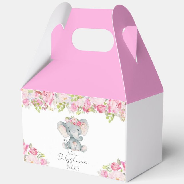 Niedlich Elephant Baby Dusche Gefälligkeitsbox Geschenkschachtel (Vorderseite)