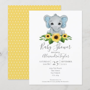 Niedlich Elephant Baby Dusche Personalisiert Einladung