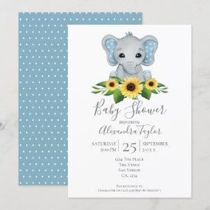 Niedlich Elephant Baby Dusche Personalisiert Einladung