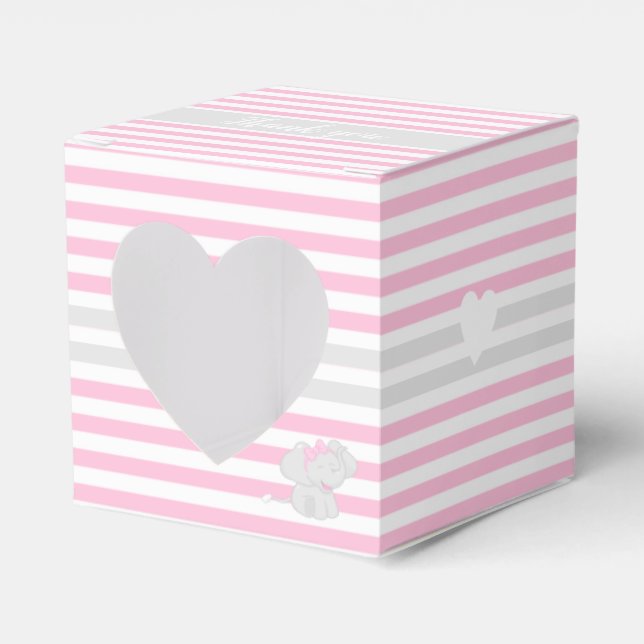 Niedlich Elephant Baby Dusche Pink Gevor Box Geschenkschachtel (Vorderseite)