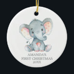 Niedlich Elephant Baby First Christmas Grau Keramik Ornament<br><div class="desc">Niedlich Elephant Baby First Christmas Gray Keramik Ornament</div>