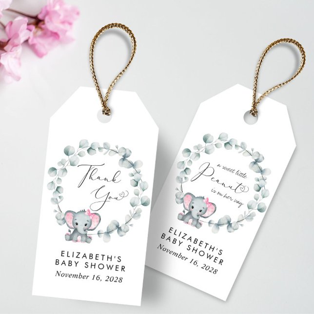Niedlich Elephant Baby Girl Dusche Vielen Dank Geschenkanhänger (Von Creator hochgeladen)