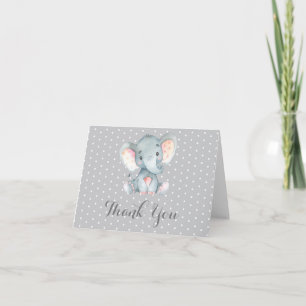 Niedlich Elephant Baby Gray Dankeskarte