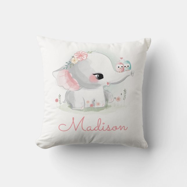 Niedlich Elephant Baby Pink Kinderzimmer Einfach Kissen (Vorderseite)