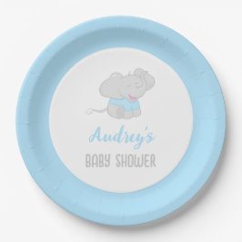 Niedlich Elephant Baby Shower Boy Pappteller