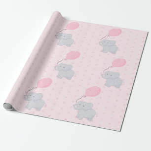 Niedlich Elephant Baby Shower Girl Pink Geschenkpapier