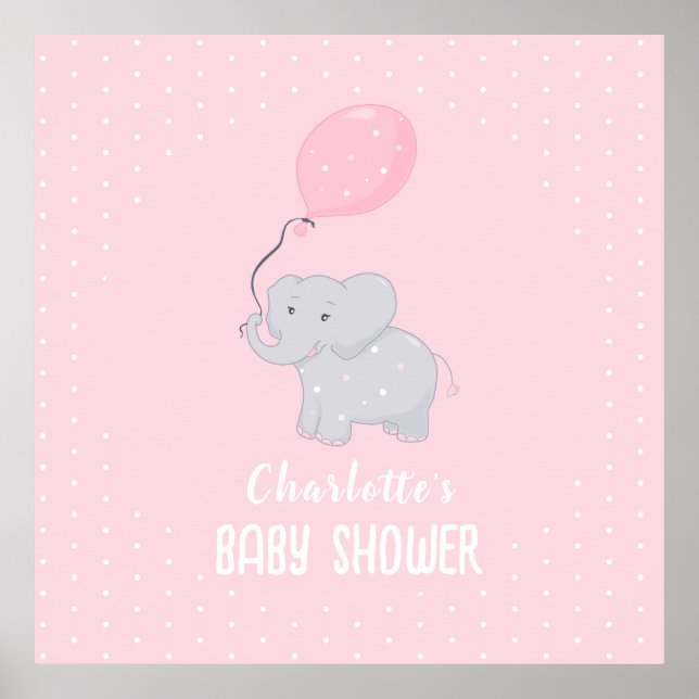 Niedlich Elephant Baby Shower Girl Poster (Vorne)