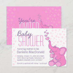 Niedlich Elephant Babydusche hübsch rosa Einladung