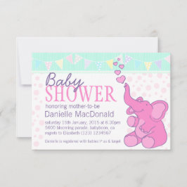 Niedlich Elephant Babydusche mit rosa Einladung