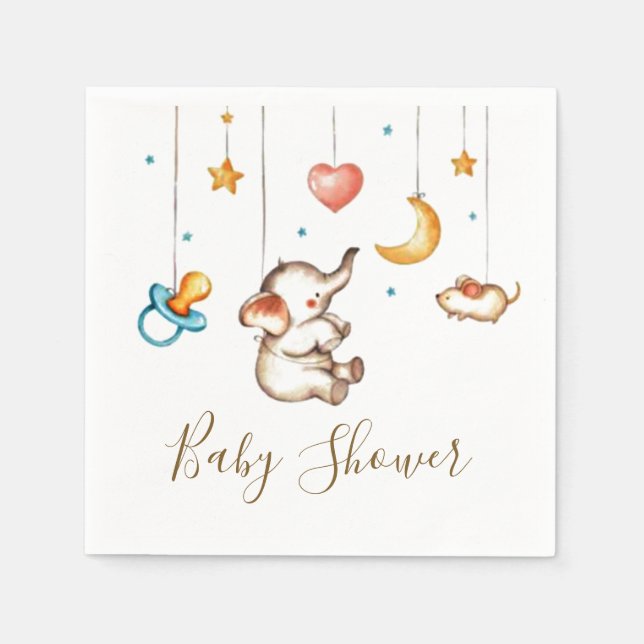 Niedlich Elephant Babydusche Napkins Serviette (Vorderseite)