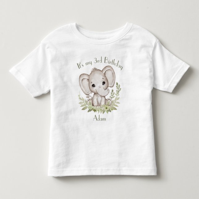 Niedlich Elephant Birthday Boy Kleinkind T-shirt (Vorderseite)