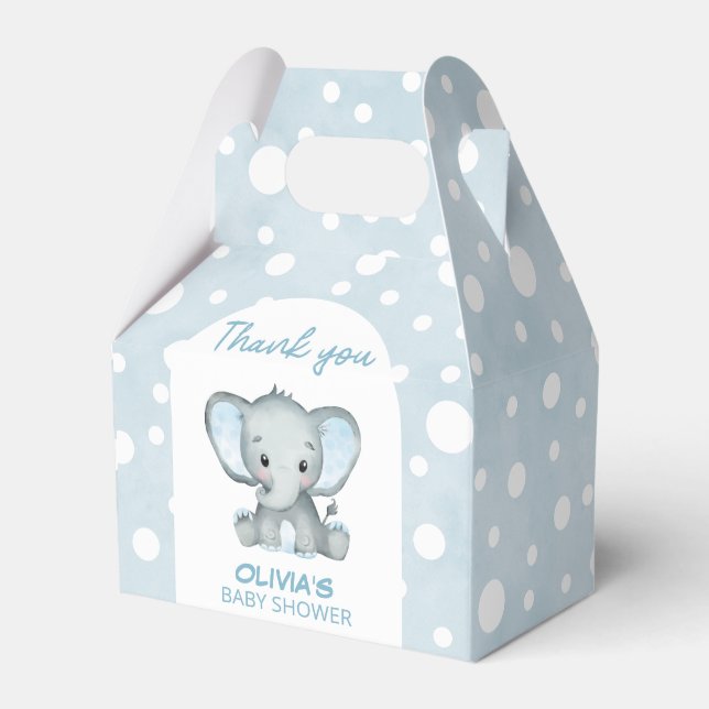 Niedlich Elephant Blue Baby Dusche Geschenkschachtel (Vorderseite)