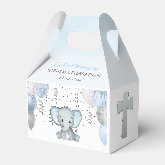 Niedlich Elephant Boys Ballon Taufe Box Geschenkschachtel (Vorderseite)