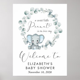 Niedlich Elephant Eucalyptus Baby Boy Dusche Willk Poster