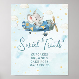 Niedlich Elephant Flugzeug Adventure Blue Sweet Le Poster
