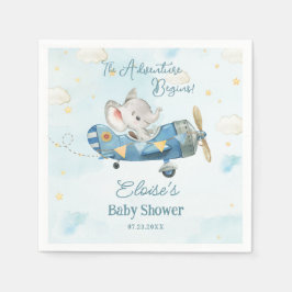 Niedlich Elephant Flugzeug Adventure fängt Babydus Serviette