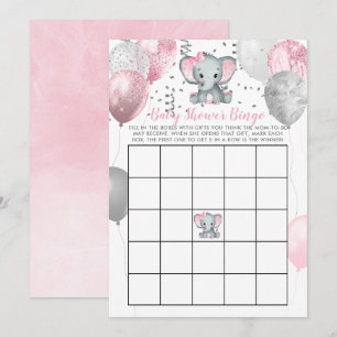 Niedlich Elephant Girl Balloons Baby Showkarte Einladung