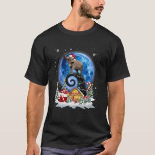 Niedlich Elephant Moon Blue Frohe Weihnachtslephan T-Shirt