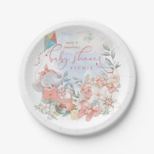Niedlich Elephant Nature Florals Baby Dusche Picni Pappteller